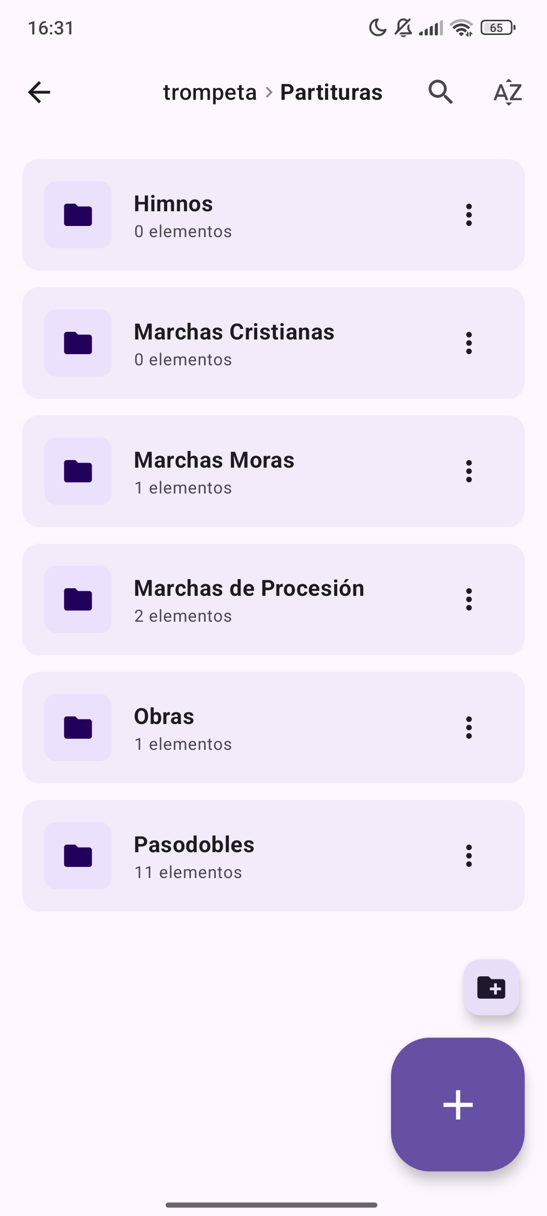 Pantalla de biblioteca en ScoreBox